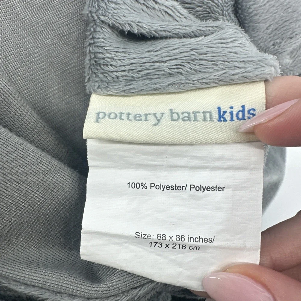 Pottery Barn Kids Plush Duvet Cover Gray Twin 68x86 Fleece Bedding Soft Button